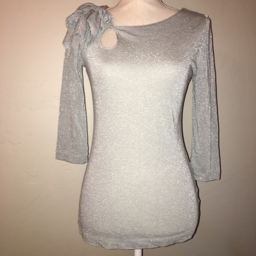 Deletta Blue Shimmer 3/4 Sleeve Top Size Small